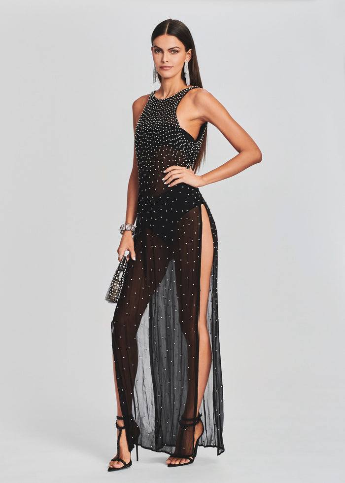 Carmella Embellished Chiffon Dress
