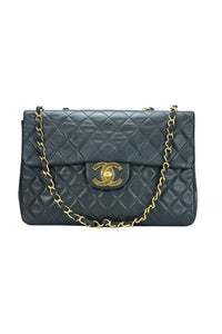 Chanel Jumbo Flap Vintage Black Lambskin Shoulder Bag