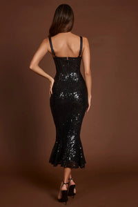 Raffaella  Embellished Peekaboo Corset Midaxi Dress