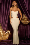 Saphira  Embellished Cut-Out Draped Corset Gown in White